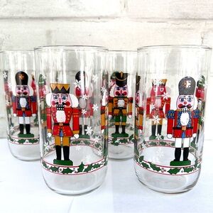 Libbey Nutcracker Glass Tumbler Christmas Set of 4